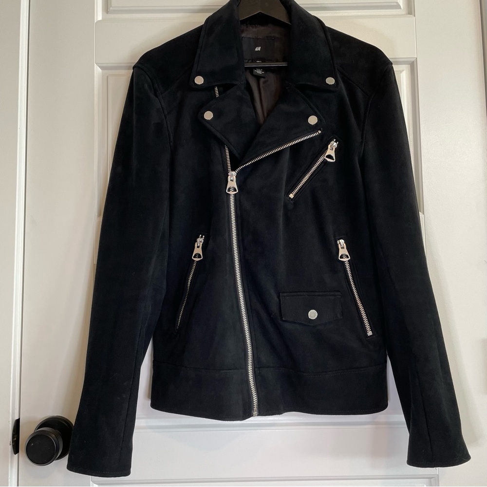 H&M men’s faux suede motorcycle jacket. Size S. Like new!